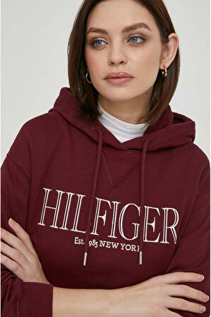 Kapşonlu Nakış İşlemeli Baskı Logo Sweatshirt