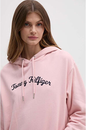 Kapşonlu El Yazılı Nakışlı Sweatshirt