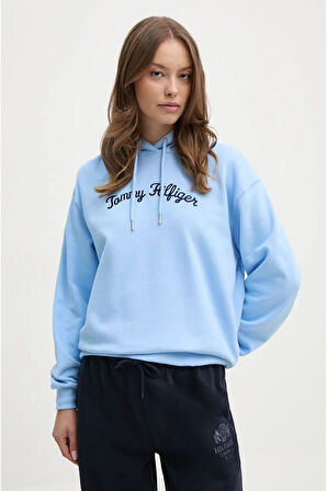 Kapşonlu El Yazılı Nakışlı Sweatshirt