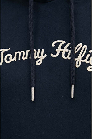 Kapşonlu El Yazılı Nakışlı Sweatshirt