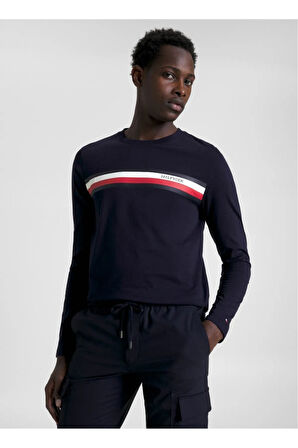 Uzun Kollu Monotype Göğüs Şerit Slim Fit