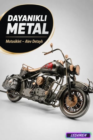 Dekoratif Metal Motosiklet Retro Maket Biblo Erkek Hediyelik Ev Ofis Aksesuarı C1613