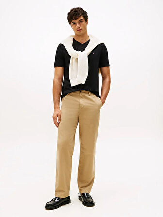 Erkek V yaka Slim Fıt %100 Pamuklu T-Shirt