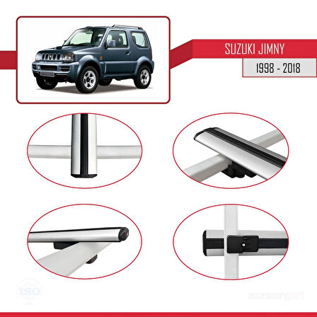 Suzuki Jimny 3 1998-2018 Arası ile Uyumlu BASIC Model Ara Atkı Tavan Barı Gri 2 Adet