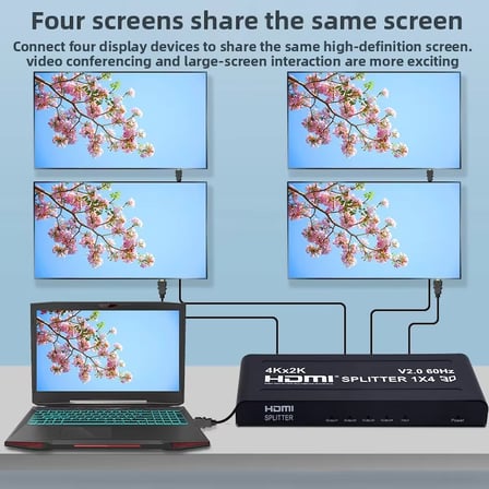 Lunatic 8056 4 Port Çoklayıcı 1X4 HDMI 2.0 Splitter 4K 60Hz  1 Giriş 4 Çıkış 4 Port UHD Yüksek Hızlı Sinyal Dağıtıcı Monitör Projektör için 3D HDCP Desteği