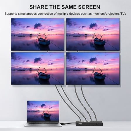 Lunatic 8056 4 Port Çoklayıcı 1X4 HDMI 2.0 Splitter 4K 60Hz  1 Giriş 4 Çıkış 4 Port UHD Yüksek Hızlı Sinyal Dağıtıcı Monitör Projektör için 3D HDCP Desteği