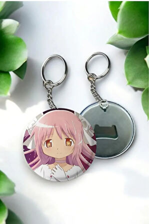 Büyük Boy Puella Magi Madoka Magica Anime Buton Açacaklı Rozet Anahtarlık 58 mm