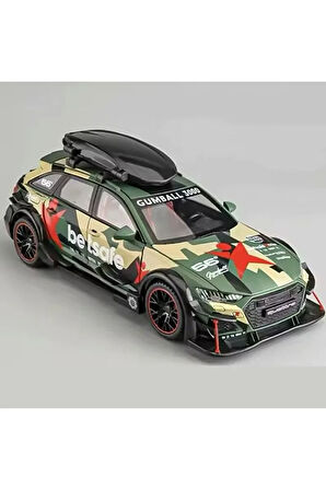 Audi Rs6 Araba Station Wagon Modifiyeli Yeşil 1:24 Diecast Metal Model Araba Koleksiyon Araba