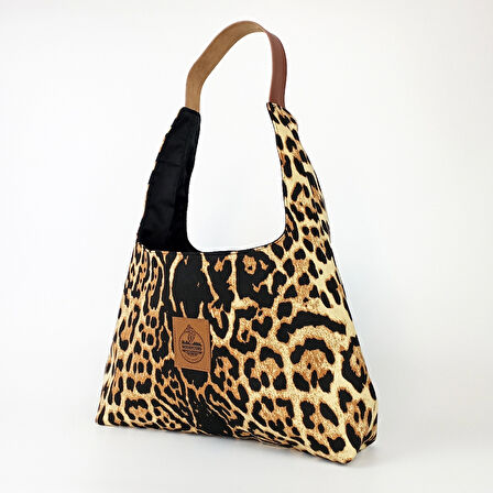 Woodycord El Yapımı Leopar Desenli Hobo Bag Omuz Çantası