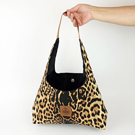 Woodycord El Yapımı Leopar Desenli Hobo Bag Omuz Çantası