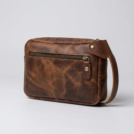 %100 Hakiki Deri Vintage Taba / Kahve Erkek El Çantası - El Portföyü Ve Kasatipi Çanta 20x15 cm