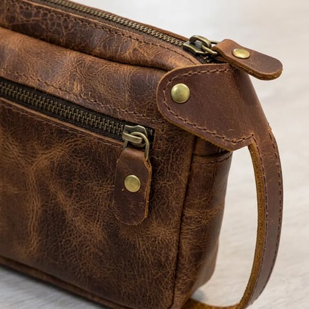 %100 Hakiki Deri Vintage Taba / Kahve Erkek El Çantası - El Portföyü Ve Kasatipi Çanta 20x15 cm