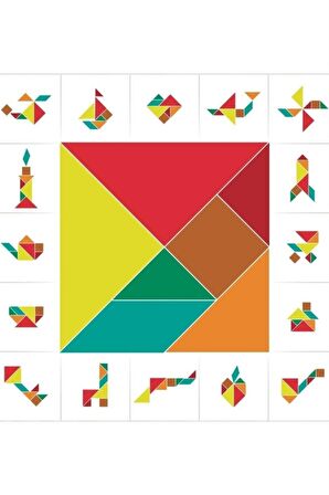 Ahşap Tangram Oyunu Zeka Geliştirici Ahşap Oyuncak Zeka Oyunu