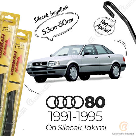 İnwells Hibrit Silecek Takımı Audi 80 Sedan 1991-1995 ile uyumlu