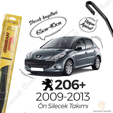 İnwells Hibrit Silecek Takımı Peugeot 206+ 2009-2013 ile uyumlu
