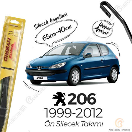 İnwells Hibrit Silecek Takımı Peugeot 206 1999-2012 ile uyumlu