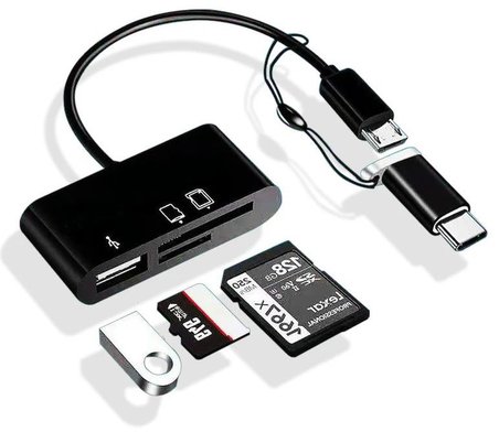 Lunatic 5652 Type-C Micro Usb 3in1 Sd Micrsd Kart Okuyucu Otg Çevirici Kablosu