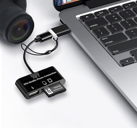 Lunatic 5652 Type-C Micro Usb 3in1 Sd Micrsd Kart Okuyucu Otg Çevirici Kablosu