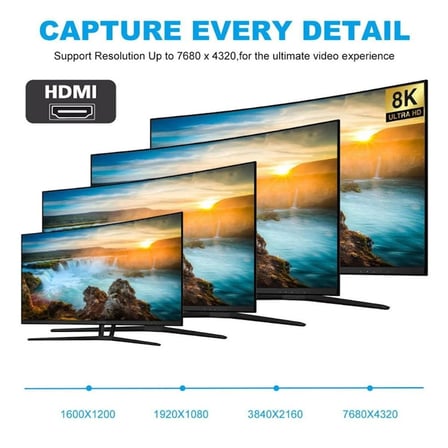 Lunatic 8063 Mini Hdmi UHD 4K 8K Kablosuz HDTV Dönüştürücü Mini HDMI 8K Uzatma Adaptörü