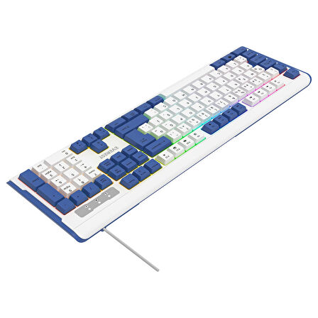 Everest KB-74 USB Rainbow Aydınlatmalı Q Membrane Multıemdya Gaming Oyuncu Klavyesi (Beyaz Mavi)