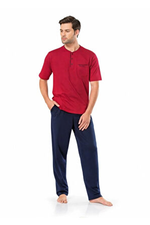Erkek Ev Giyim 3'lü Penye %100 Pamuk Pijama Takımı L1.PC.004.12.17