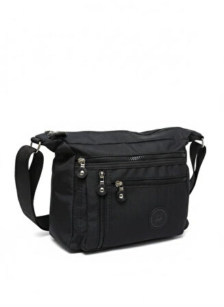 Kadın Siyah 4 Bölmeli Ayarlanabilir Askılı Çapraz El Ve Omuz Çanta