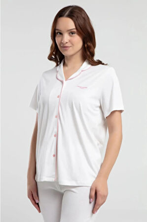 Kadın Klasik Regular Önden Düğmeli Kısa Kollu Pijama Takımı L1.PC.004.12.01.K1