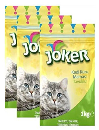 JOKER KEDİ KURU MAMASI TAVUK ETLİ 1 KG 3 LÜ PAKET 1x3 KG