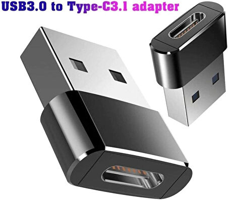 Lunatic 2944 USB 3.0 To Type-C Şarj Data Çevirici Dönüştürücü Adaptör - Dişi USB'den Type-C Soketine Çevirir - İki Ucu Type-C Olan Kablo İle Standart USB Üzerinden Şarj Edilir (