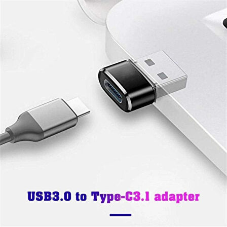 Lunatic 2944 USB 3.0 To Type-C Şarj Data Çevirici Dönüştürücü Adaptör - Dişi USB'den Type-C Soketine Çevirir - İki Ucu Type-C Olan Kablo İle Standart USB Üzerinden Şarj Edilir (