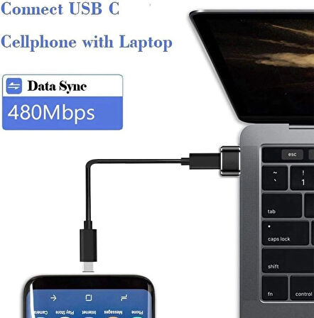 Lunatic 2944 USB 3.0 To Type-C Şarj Data Çevirici Dönüştürücü Adaptör - Dişi USB'den Type-C Soketine Çevirir - İki Ucu Type-C Olan Kablo İle Standart USB Üzerinden Şarj Edilir (