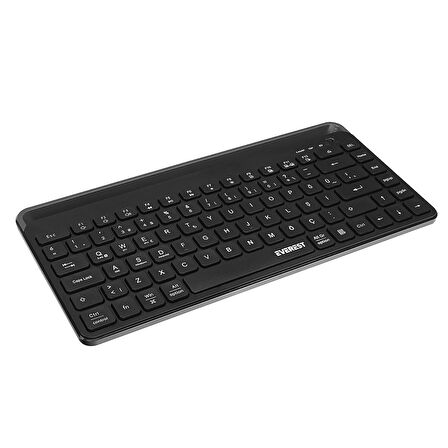 Everest KB-BT66 Siyah 2.4G+BT1+BT2 üçü bir arada 3 in 1 2.4/Bluetooth Çift Modlu PC/Mobil Bilgisayar Tablet Televizyon Uyumlu Q Kablosuz klavye 