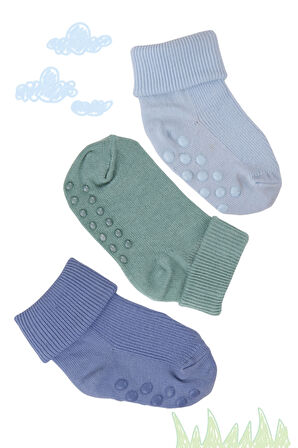 Erkek Bebek Kaydırmaz Pamuklu Yumuşak Çorap – 12’li Paket 