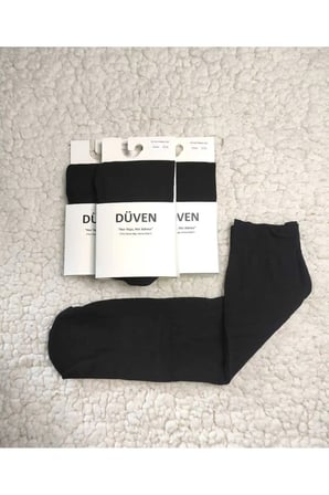 3'Lü Paket Cotton Dizaltı Mat Extra Yumuşak Siyah Pantolon Çorap