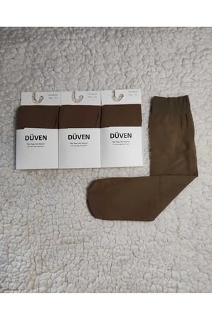 3'Lü Paket Cotton Dizaltı Mat Extra Yumuşak Bronz Pantolon Çorap