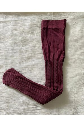 Kız Çocuk 80 Denye Mevsimlık Desenli Külotlu Çorap - BORDO KÜLOTLU ÇORAP