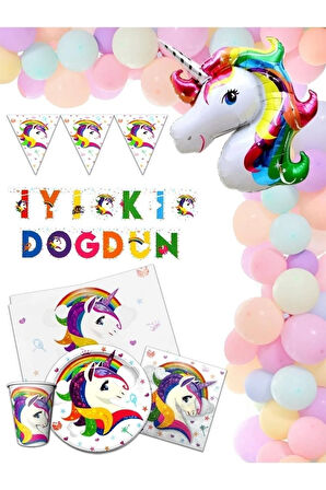 Çıtıpıtıstore Unicorn Konseptli Doğum Günü Seti Kız Çocuk Doğum Günü Balon Seti