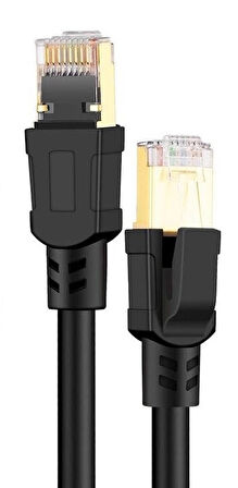 Lunatic Tkz 1752 Cat8 10 Metre 40Gbps S/Ftp 2000MHz Yüksek Hızlı 26 AWG kablo, S/Ftp Esnek Korumalı Bükümlü Çift 25/40 Gb/sn RJ45 8P8C Altın Kaplama Cat8 İnternet Kablosu