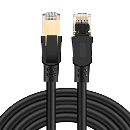 Lunatic Tkz 1752 Cat8 10 Metre 40Gbps S/Ftp 2000MHz Yüksek Hızlı 26 AWG kablo, S/Ftp Esnek Korumalı Bükümlü Çift 25/40 Gb/sn RJ45 8P8C Altın Kaplama Cat8 İnternet Kablosu