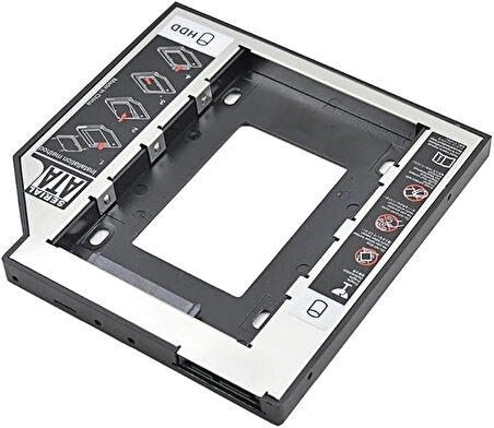 Lunatic 1647 9,5 mm 2,5 inç SSD HDD Sabit Disk İçin Sürücü Sata 3 (Dizüstü Bilgisayar) Sabit Sürücü Çerçevesi SSD veya SATA Diskinizi Harddisk Yuvasına Takıp, Bu Cihaz da DVD/CD okuyucusuna Takılır