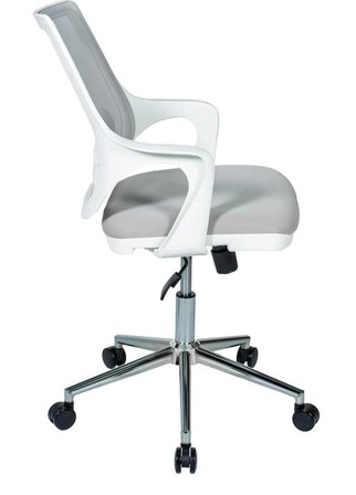 Ofis Fileli Ergonomik Çalışma Koltuğu Gri Beyaz Bel Destekli Krom Ayaklı