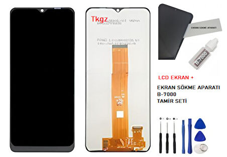 Tkgz - Samsung Galaxy A12  - SM-A125 Uyumlu Lcd Ekran Dokunmatik Orijinal + B-7000 + TAMİR SETİ