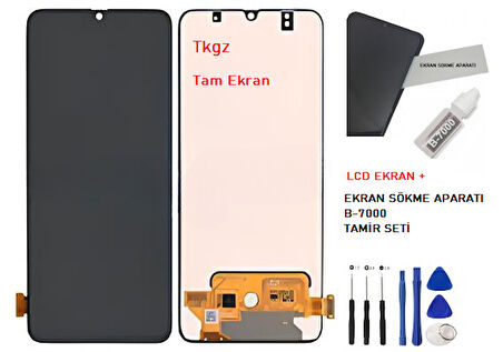 Tkgz - Samsung Galaxy A70 - SM-A705 Uyumlu Lcd Ekran Dokunmatik Orijinal + B-7000 + TAMİR SETİ