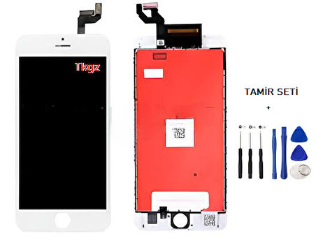 Tkgz - iPhone 6S Uyumlu Lcd Ekran Dokunmatik Orijinal (LW MARKA) BEYAZ + TAMİR SETİ