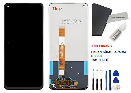Tkgz - Oppo A72 Uyumlu Lcd Ekran Dokunmatik Orijinal + B-7000 + TAMİR SETİ