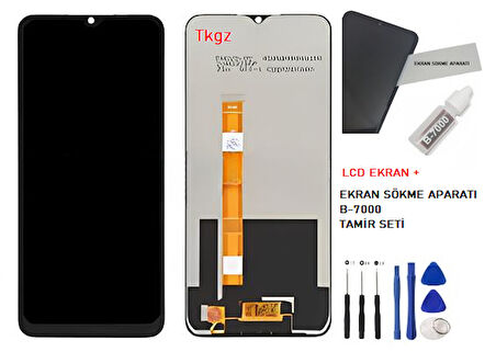 Tkgz - Oppo A15S Uyumlu Lcd Ekran Dokunmatik Orijinal + B-7000 + TAMİR SETİ