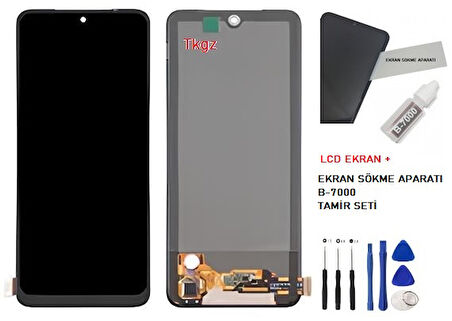 Tkgz - Xiaomi Redmi NOTE 10S Uyumlu Lcd Ekran Dokunmatik Orijinal OLED + B-7000 + TAMİR SETİ