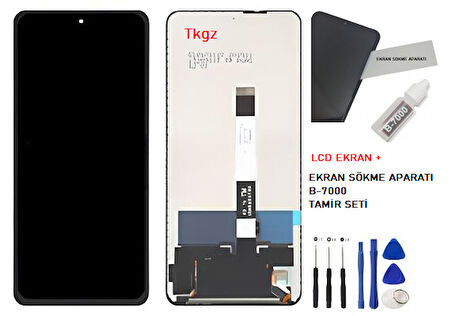 Tkgz - Xiaomi POCO X3 NFC Uyumlu Lcd Ekran Dokunmatik Orijinal + B-7000 + TAMİR SETİ