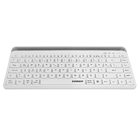 Everest KB-BT66 Beyaz 2.4G+BT1+BT2 üçü bir arada 3 in 1 2.4/Bluetooth Çift Modlu PC/Mobil Bilgisayar Tablet Televizyon Uyumlu Q Kablosuz klavye