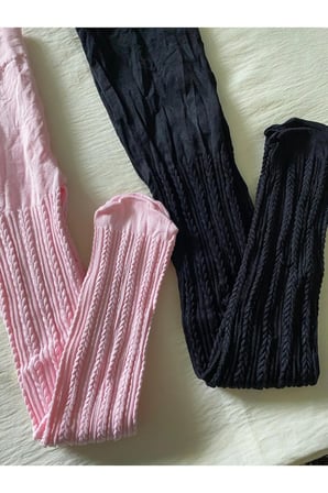 2'Lİ Kız Çocuk Desenli Külotlu Çorap ( 80 DEN Orta Kalın Mevsimlik Külotlu Çorap ) Pembe & Siyah